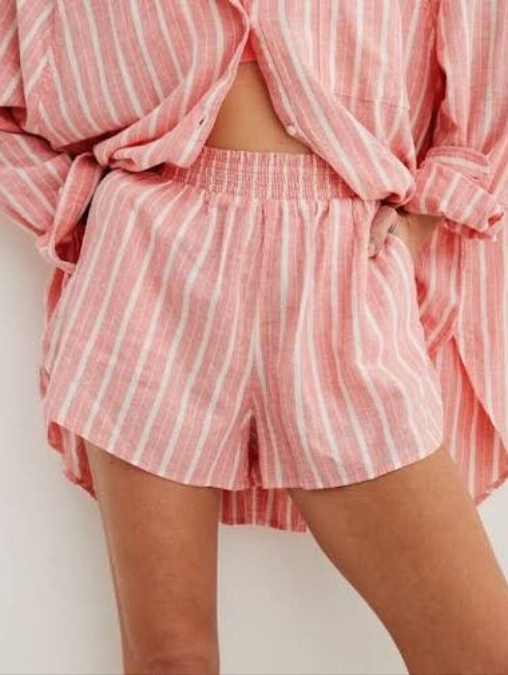 Aerie Linen Blend High Rise Shorts